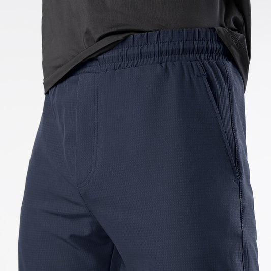 Dark Navy Woven Lycra Self Textured Straight Pants